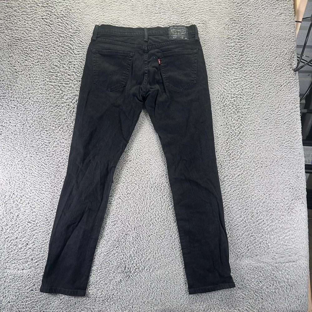Levi's 511 Jeans Mens 32x32 Black Cotton Denim Straight Leg Distressed Stretch
